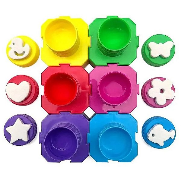 Guache com 6 carimbos - ESTOJO C/ 6 CORES 20 ML CADA - LEO E LEO