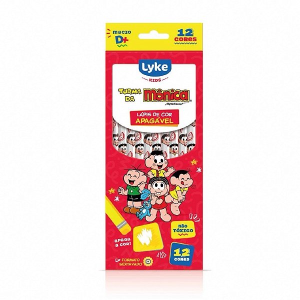 Lápis de cor Apagavel - 12 cores Turma da Mônica - LYKE