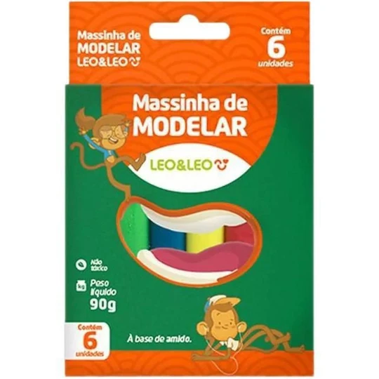 Massinha de Modelar 90G 6 CORES AMIDO - LEOELEO