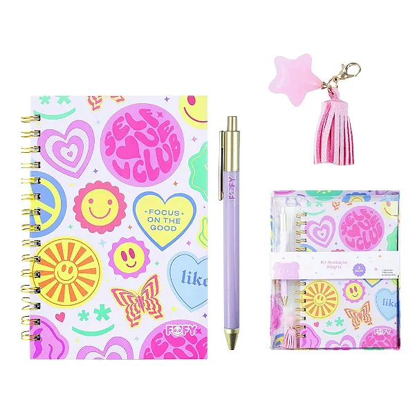 KIT Anotação ALEGRIA - CAIXA 3 PEÇAS - FOFY