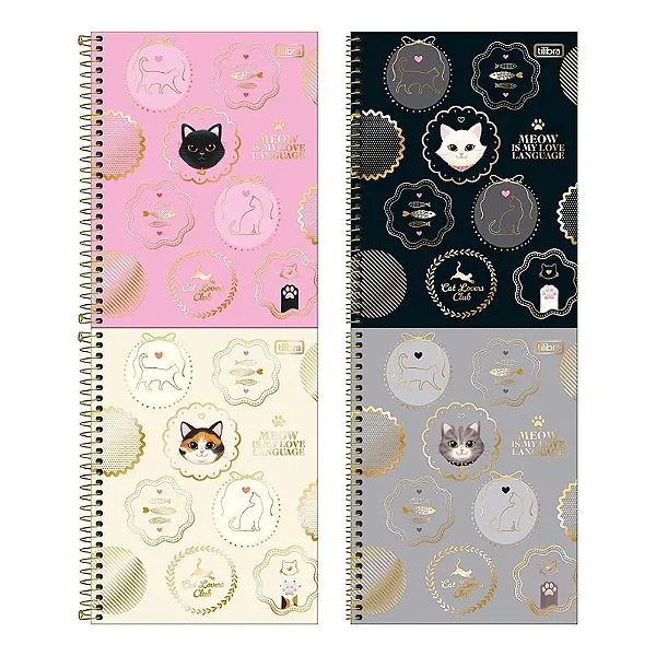 Caderno CD COLEGIAL P CATS 1M 60F - UND SORTIDA - TILIBRA
