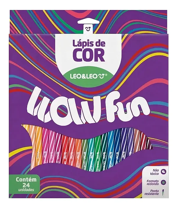 Lápis de Cor WOW 24 cores redondo - UND - LEO E LEO