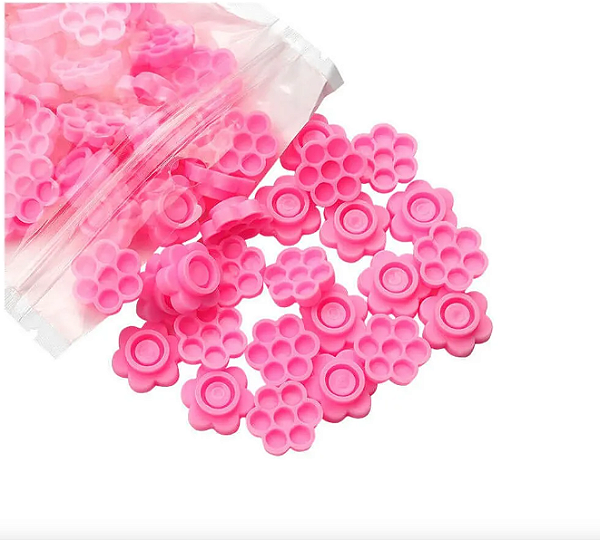 Kit com 100 batoques colmeia/flor para cola de extensão de cílios