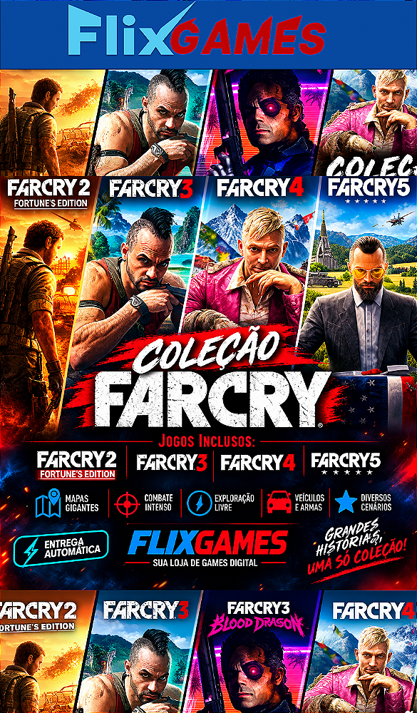 Coleção Far Cry 2, 3, 4 e 5 PC Steam Offline