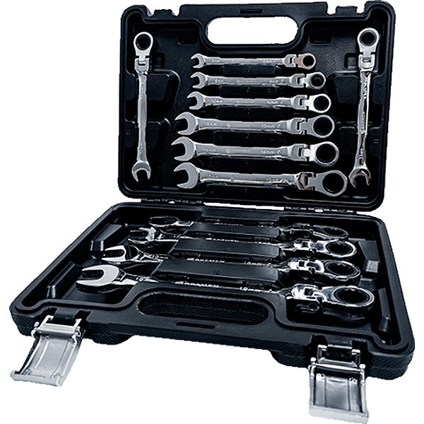 JOGO DE CHAVE COMB. C/ CATRACA ARTICULADA 12PCS 8-19MM CRV BREMEN 10544