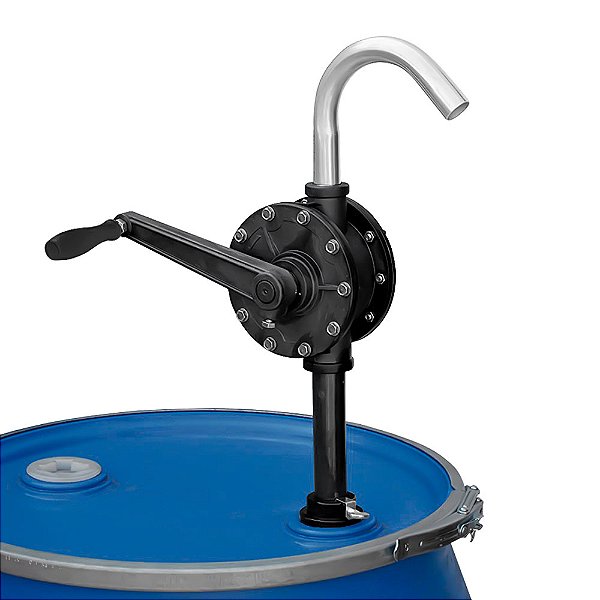 BOMBA ROTATIVA MANUAL EM POLIMERO P/ TAMBOR DE 200L • AGUA, ARLA 32, DIESEL E QUEROSENE • C/ MED E MANG BREMEN 9869