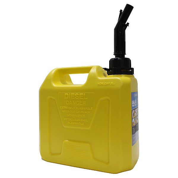 GALÃO DE ALTA DENSIDADE P/ GASOLINA 5L • C/ LIBERAÇÃO POR PRESSÃO E BICO ANTIGOTEJANTE BREMEN 10499