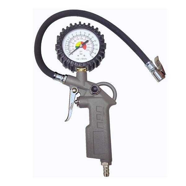 CALIBRADOR E INFLADOR ANALOGICO PORTATIL BICO E PRESILHA 220 LBS BREMEN 5017