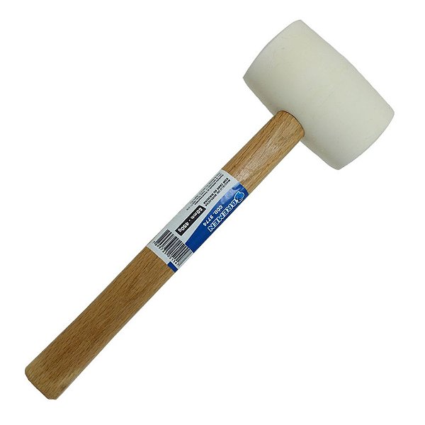 MARTELO DE BORRACHA BRANCA 600GR C/ CABO DE MADEIRA BREMEN 9774