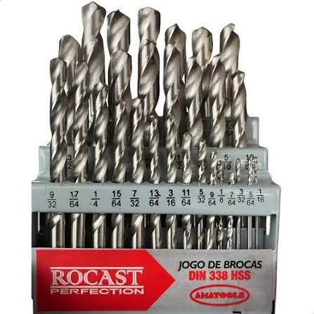 BROCA ACO RAPIDO JOGO COMUM 1/16 A 1/2 29PCS MARCA ROCAST