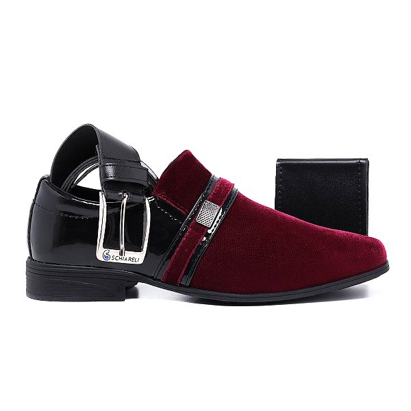 Kit Sapato Social Masculico Aveludado Com Cinto E Carteira Schiareli 108