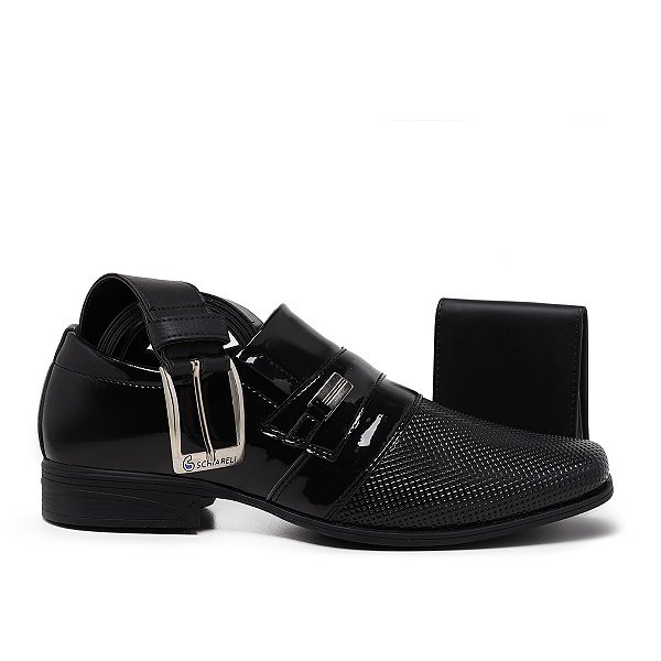 Kit Sapato Social Masculino Envernizado Carteira E Cinto Schiareli 738