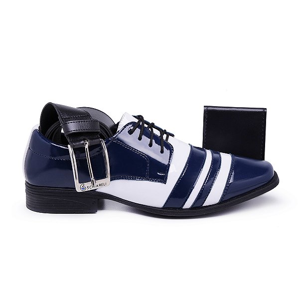Kit Sapato Social Masculino De Amarrar Com Cinto E Carteira Schiareli 840