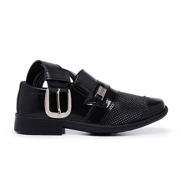 Kit Sapato Social Infantil Com Cinto Sintético Envernizado Formatura Daminho Schiareli 444