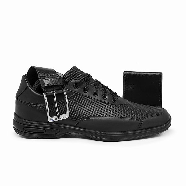 Kit Sapato Social Masculino Com Cadarço Cinto E Carteira PretoSchiareli 920