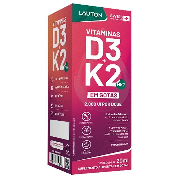 Vitamina D3 + K2 2000ui Em Gotas Lauton