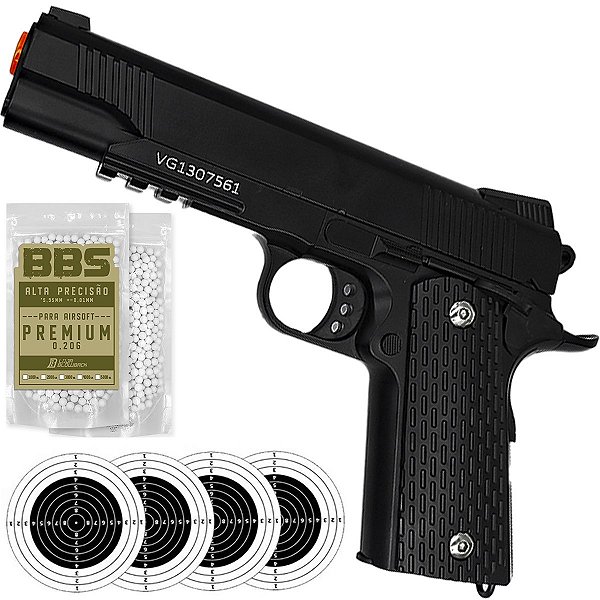 AIRSOFT PISTOLA ROSSI VG 1911-V13 BK METAL SPRING 6MM LK6