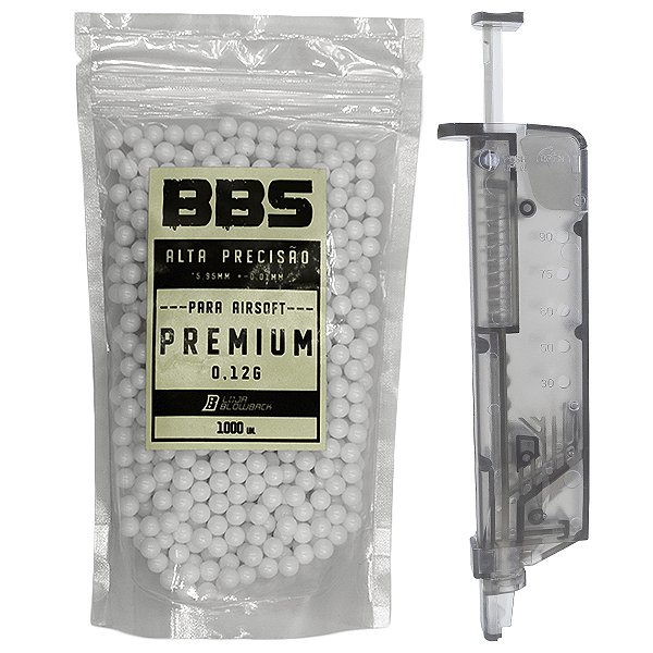 1000 Esferas Plásticas 0.12g + Speed Loader 90 Rounds