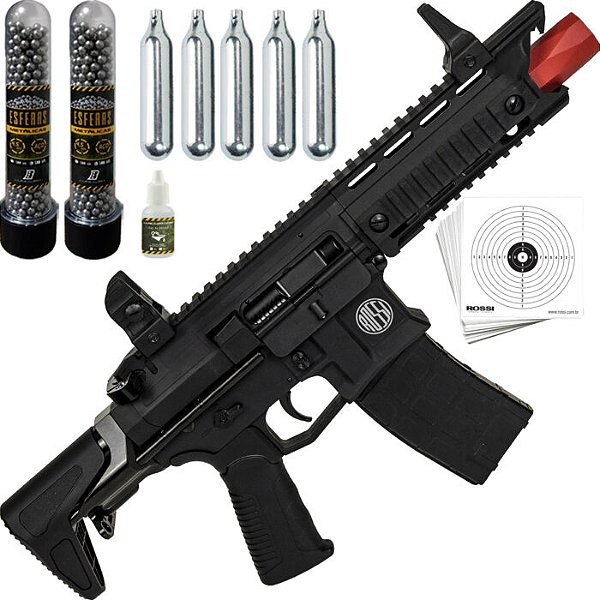 Fuzil airgun Co2 Ar15 Dragon Rossi semi/full auto rajada 4.5