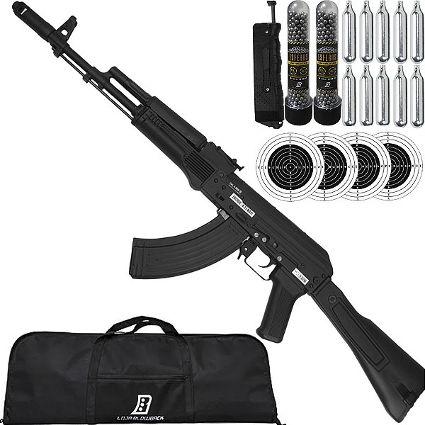 Rifle Kalashnikov AK101 full metal 4,5m + C02 Loader e Capa