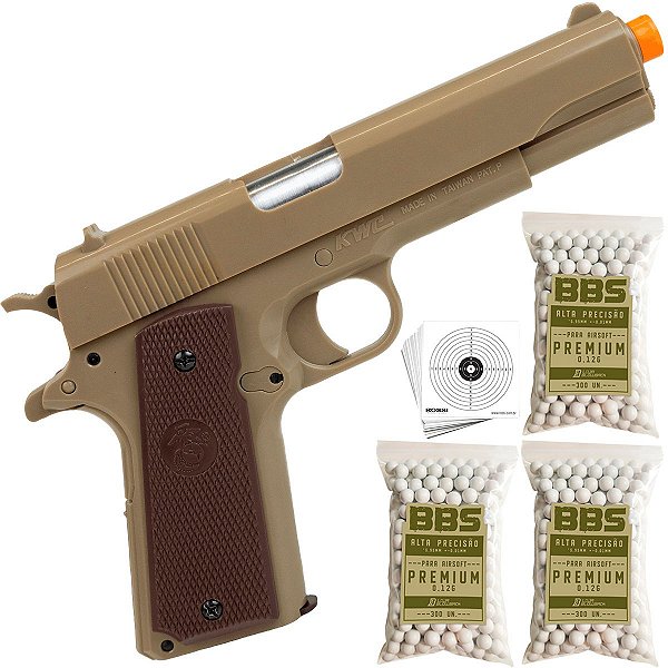 Pistola Airsoft Rossi 1911 Kwc 6mm Esferas Híbrida Spring
