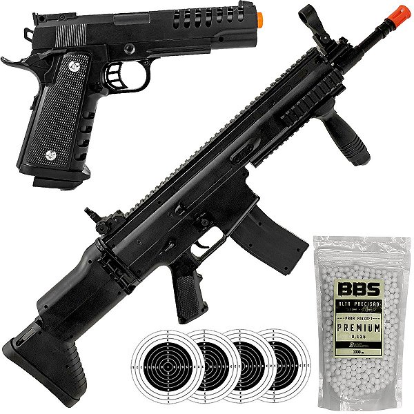 Rifle de Airsoft VG Scar L e Pistola 1911 V301 Rossi 6mm
