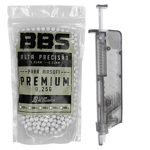 1000 Esferas Plásticas 0.25g + Speed Loader 90 Rounds