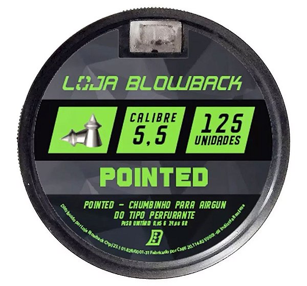 Chumbinho 5,5mm Pointed P/ Carabina Pressão Premium 125 unidades
