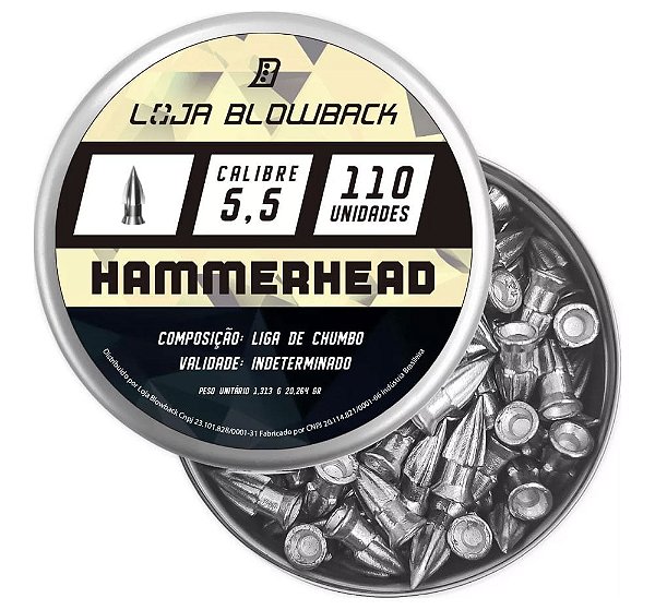 Chumbinho Hamerhead 5,5mm Loja Blowback P/ Carabinas Pressão