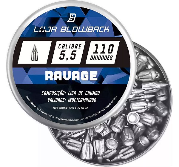 Chumbinho Ravage 5,5mm Loja Blowback P/ Carabinas Pressão V2