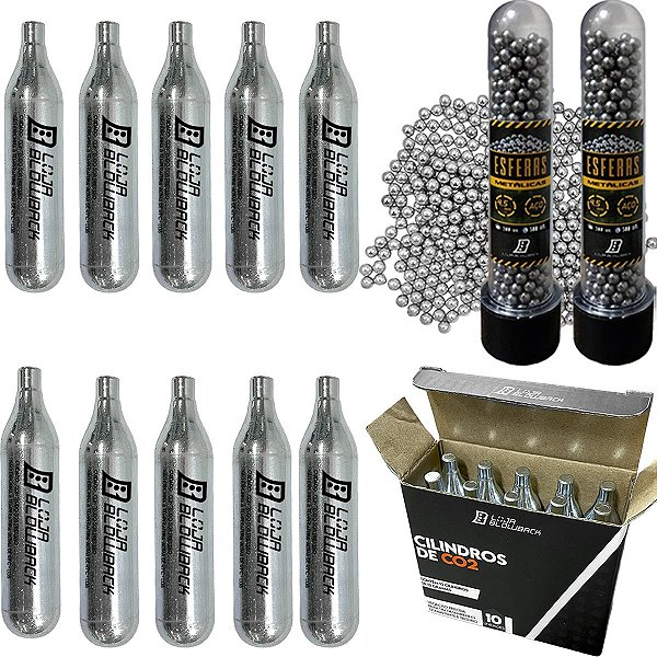Cilindro Co2 12gr 10 Ampolas Blowback Airgun 1000 Esferas