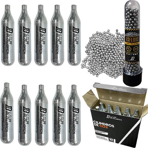 Cilindro Co2 12gr 10 Ampolas Blowback Airgun 500 Esferas 5.5