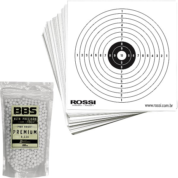 Alvos Rossi 50 un 14x14cm + Munição 0.12g 1000 un