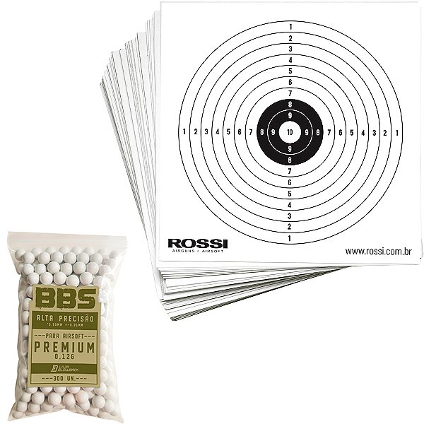 Alvos Rossi 50 un 14x14cm + Munição 0.12g 300 un