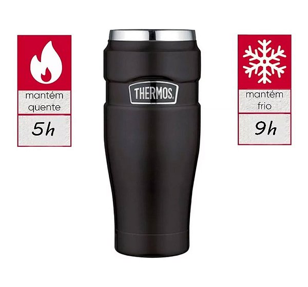 Caneca Térmica Thermos Fuji 479ml Copo Aço Inox Cinza