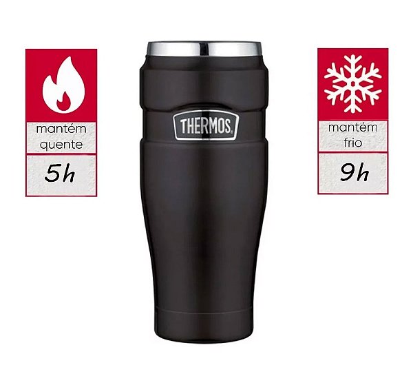 Caneca Térmica Thermos Fuji 479ml Copo Aço Inox Preto