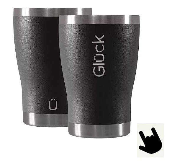 Copo Térmico Gluck Preto 354ml Whisky Cerveja