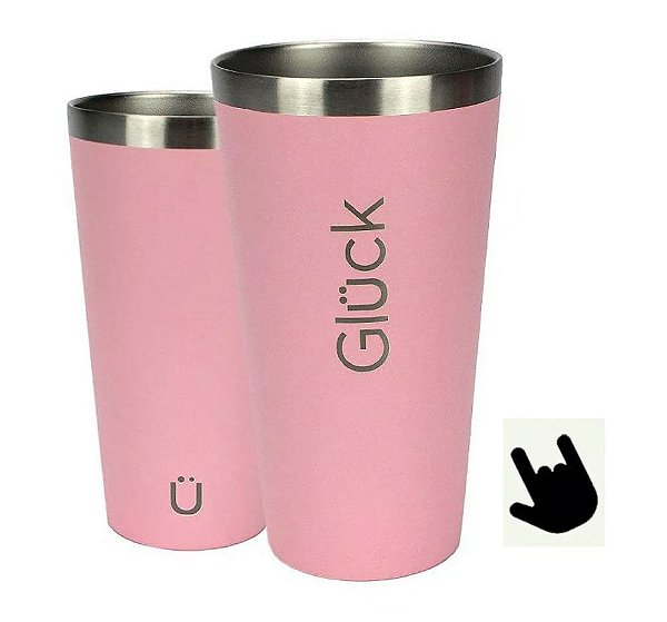 Copo Térmico Gluck Sleek 473ml Aço Inox P/ Bebidas Salmão