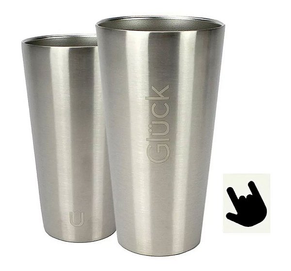 Copo Térmico Gluck Sleek 473ml Inox Silver Steel P/ Bebidas