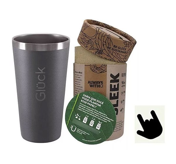 Copo Térmico Gluck Sleek Titanium 473ml Inox