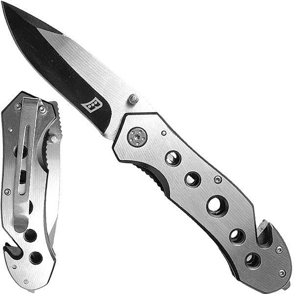 Canivete Tático Blowback Quebra Vidro e Cinto C/ Clipe Bolso