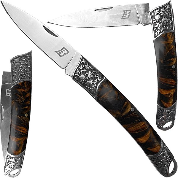 Canivete Clássico Blowback Inox Ponta de Lança Portátil