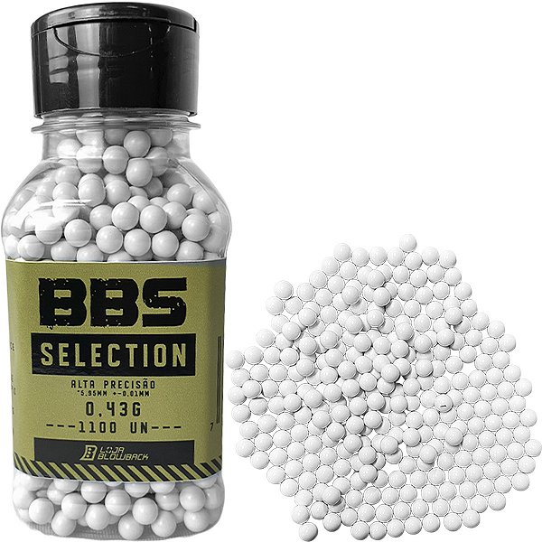 BBS Munição Airsoft 6mm Bolinha 0,43g 1100 un 6mm Blowback