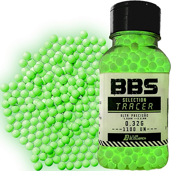 BBs Munição Aisoft Neon Brilha 6mm0,32g 1100 un Blowback