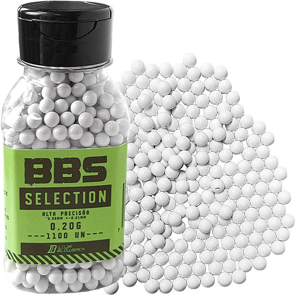 BBS Bolinha Munição Airsoft 6mm com 1100 un 0,20g Blowback