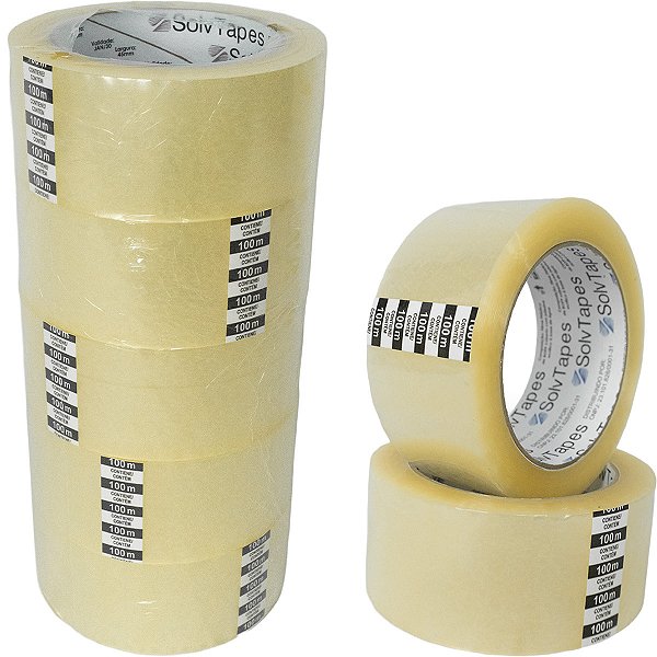 Fita Adesiva 100 m Transparente Durex Solv Tapes 5 rolos