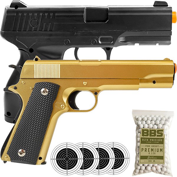 2 Pistolas Airsoft 1911 V14 Metal e 24/7 V310 Polímero Rossi Spring