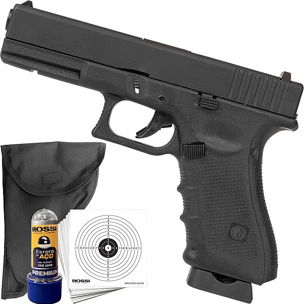 Pistola Airgun Rossi G17 CO2 4,5mm Metal Blowback Semiautomático Trava Funcional