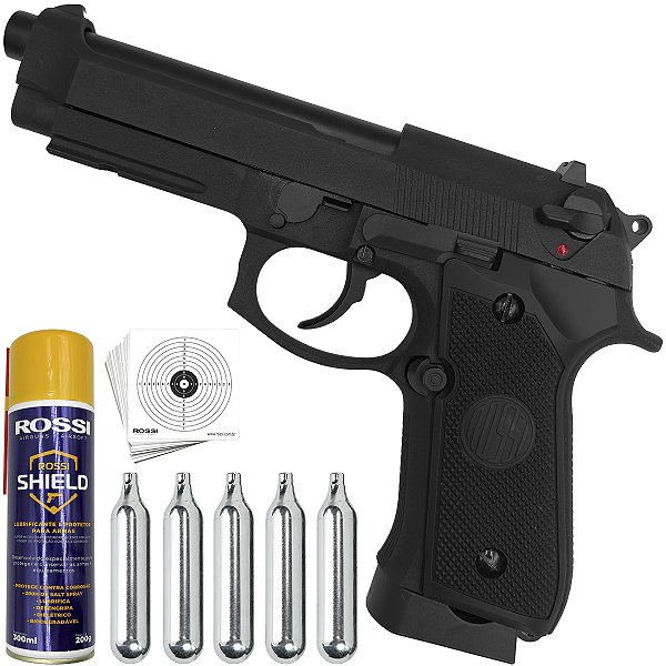 Pistola de Airgun Rossi M92 4,5mm Co2 Blowback Metal Preta