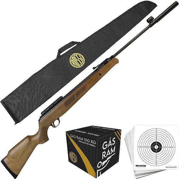Carabina Pressão Black Bear Rossi Gás Ram 100kg Madeira 6,35mm C/Supressor